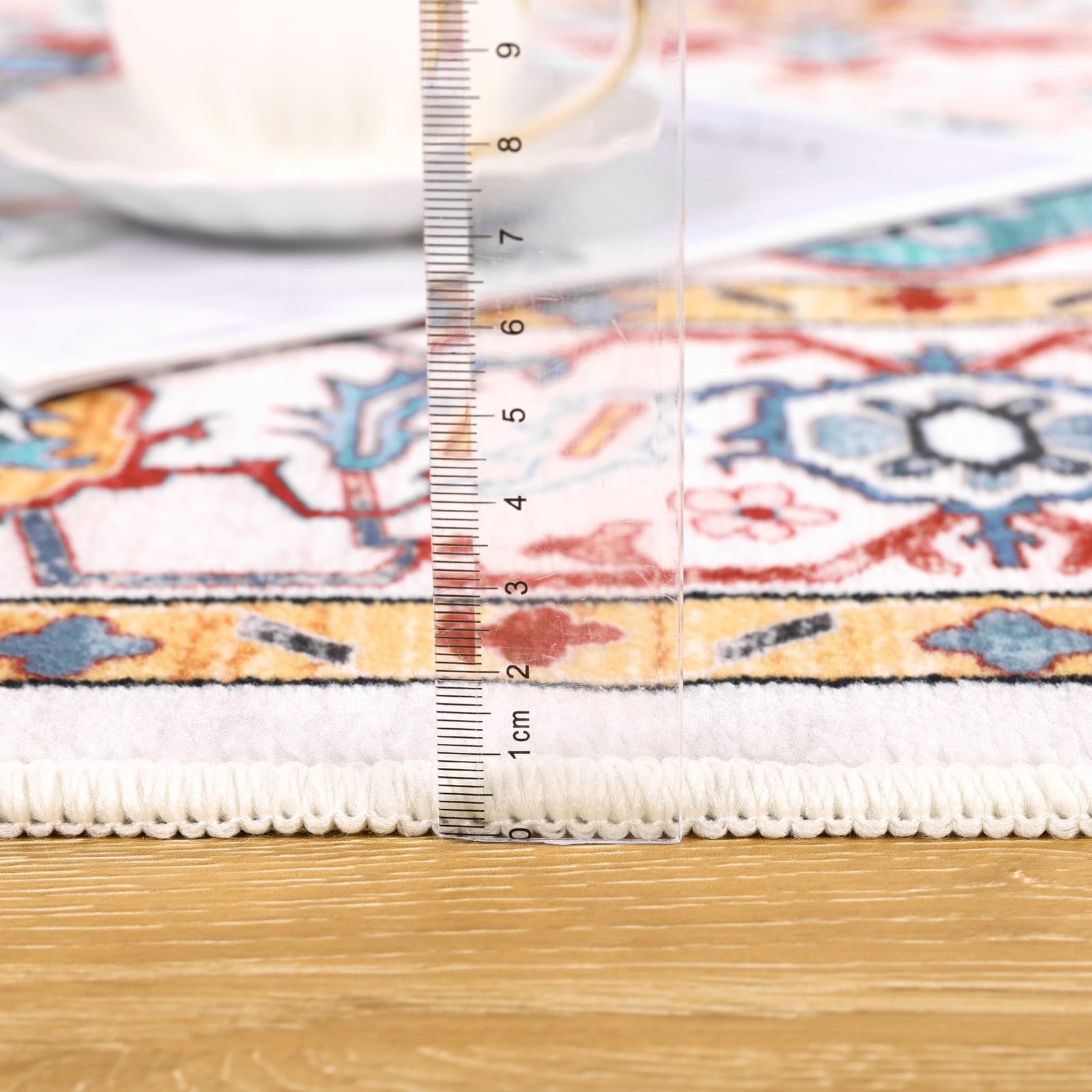 Ileading 8'x10' Boho Area Rug for Living Room, Non Slip Machine Washable Rugs Vintage Floor Carpet for Bedroom Dinning Room Kitchen, Red