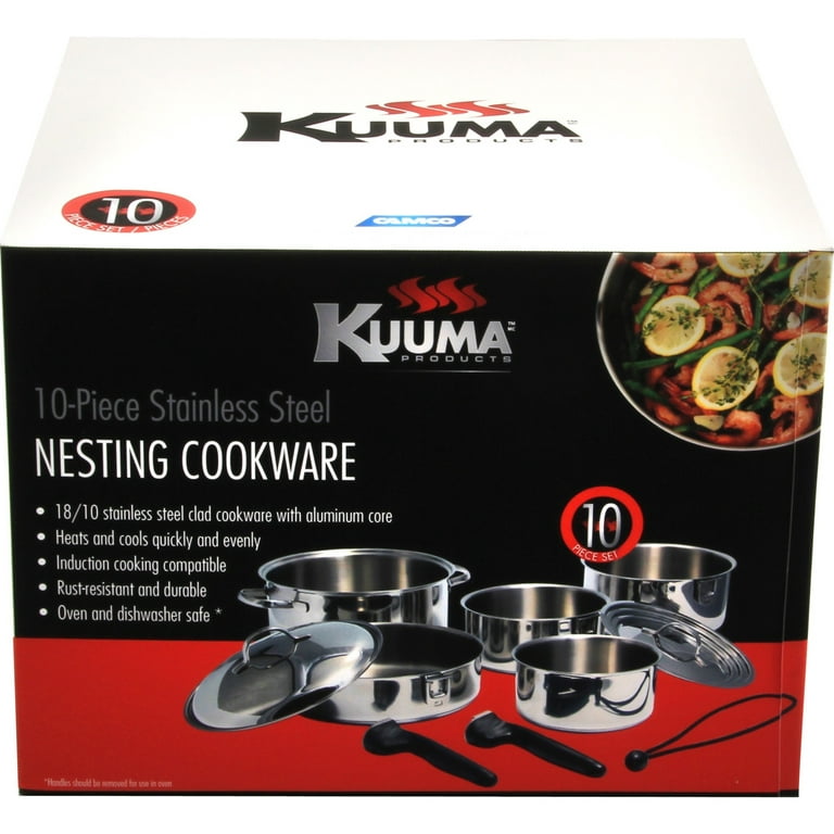  Camco Nesting Cookware Set, Made from Stainless Steel, Dishwasher Safe, Saves Valuable Space