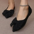 thumbnail image 2 of Dakaela Womens Slip on Dress Shoes Pointy Toe Bow Penny Loafers Suede Casual Work Flats Black 7, 2 of 7