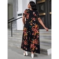 thumbnail image 2 of CALIPESSA Plus Size Summer Maxi Dress For Women Black Loose Casual Floral Print Boho Round Neck High Waist Dresses with Pockets, 0XL-4XL, 2 of 5