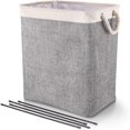 thumbnail image 1 of Upgrade Cestos para la Ropa Grandes 65L, Cesto para la Ropa Plegable con Asas, Cesto para la Ropa Adecuado para Dormitorios Cuarto de Lavado, Baño, Beige+Gris kaili Sencillez, 1 of 5
