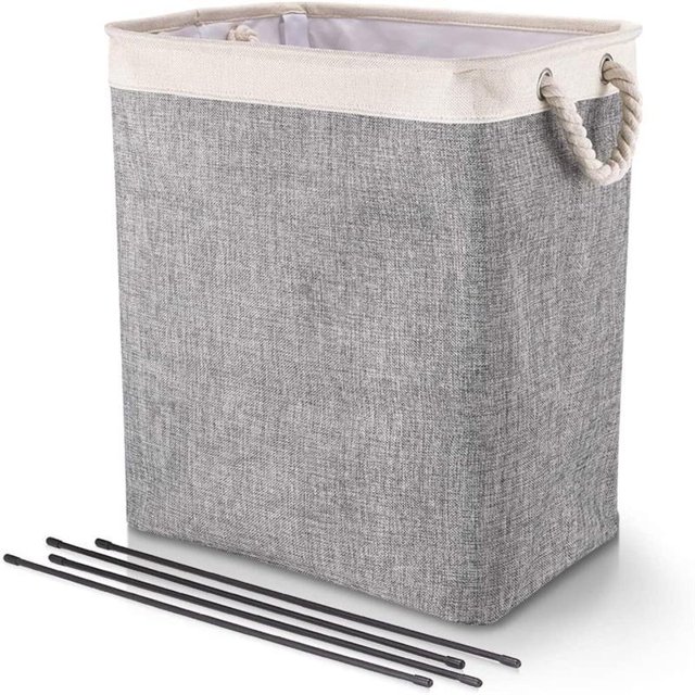 Upgrade Cestos para la Ropa Grandes 65L, Cesto para la Ropa Plegable con Asas, Cesto para la Ropa Adecuado para Dormitorios Cuarto de Lavado, Baño, Beige+Gris kaili Sencillez