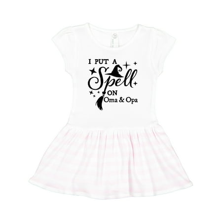 

Inktastic I Put a Spell on Oma and Opa Witch Hat and Broom Gift Toddler Girl Dress