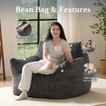 thumbnail image 4 of Puf Gericco Giant Plush para adultos con reposabrazos, color gris, 4 of 8