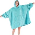 thumbnail image 1 of (Sky Blue)Wearable Blanket Hoodie, Oversized Sherpa Blanket Sweatshirt with Hood Pocket and Sleeves, Super Soft Warm Plush Hooded Blanket for Adult Women Men, O, 1 of 5