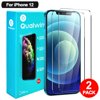 Qualwin Clear Tempered Glass Screen Protector for iPhone 12, 2 Pack