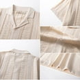 thumbnail image 4 of Aueoeo Mens Knit Cotton Shirts Button Up Shirts Casual Laple Collar Textured Shirt Short Sleeve Vintage Summer Beach Top, 4 of 7