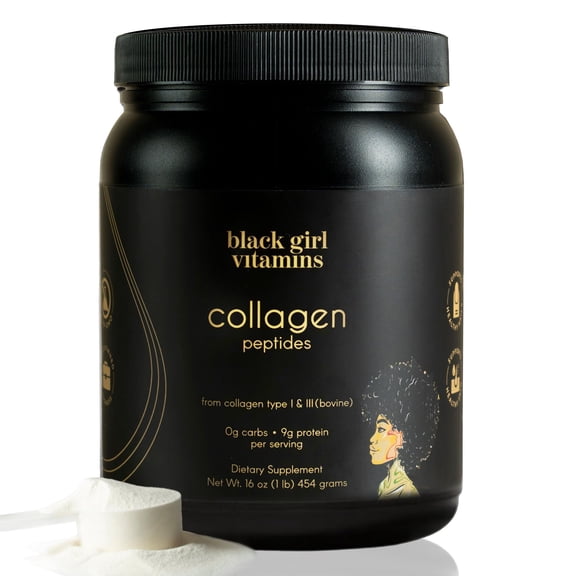 Black Girl Vitamins | Collagen Peptides Powder - Collagen for Skin, Hair & Nails - Unflavored Hydrolyzed Collagen Powder, Dairy-Free, Gluten-Free Collagen for Women and Men - 16oz