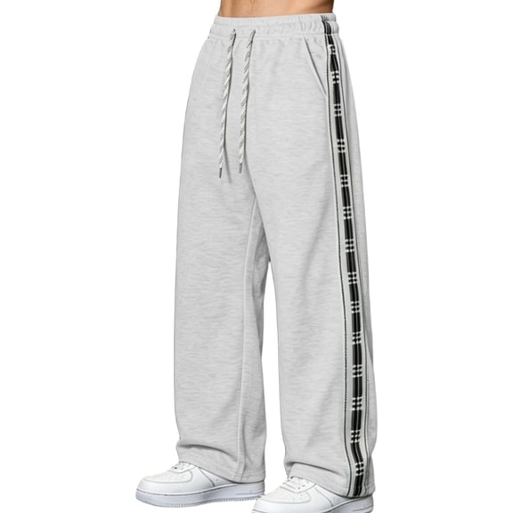 Dagugfen Sweatpants for Men Loose Fitted Elastic Waist Drawstring Casual Streetwear Fashion Pants with Pockets(XL,White)