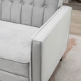 thumbnail image 6 of HOMCOM Sofa Bed w/ Reclining Split Back & Rubber Wood Legs, Light Gray, 6 of 9