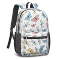 thumbnail image 2 of White Colorful Butterfly Pattern 17" Waterproof Oxford School Backpacks for Teens, S-Shape Padded Straps, for School, Travel, Hiking, Camping, 2 of 5