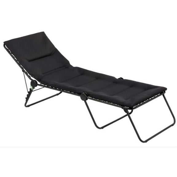 HomeRoots Premium Black Steel Black Cushion Chaise Lounge - 373468