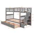 thumbnail image 4 of Bellemave Twin over Twin Bunk Bed with Stairs, Solid Wood Bunk Bed with Storage Drawers for Kids, Teens, Adults (Gray), 4 of 11