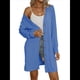 thumbnail image 2 of Cárdigan Ligero de Larga con Botones y Bolsillos para Mujer, Abierto Al Frente, Holgado y Ligero Azul S, 2 of 9