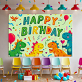 thumbnail image 4 of Colorful Dinosaur Themed Happy Birthday Banner Background Backdrop Party Decoration Supplies for Kids Birthday Party Photography Props and Indoor Outdoor Celebrations, 4 of 6