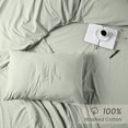 thumbnail image 2 of Bioweaves 100% Organic Washed Cotton Percale Weave Pillow Cases Standard Size GOTS Certified Queen Pillow Covers, Envelope Closure – Set of 2, Sage, 2 of 7