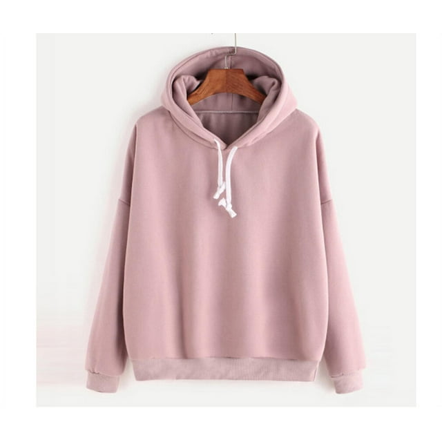 Chandail à Capuche Automne Hiver pour Femmes Manches Longues Couleur Unie Ample
