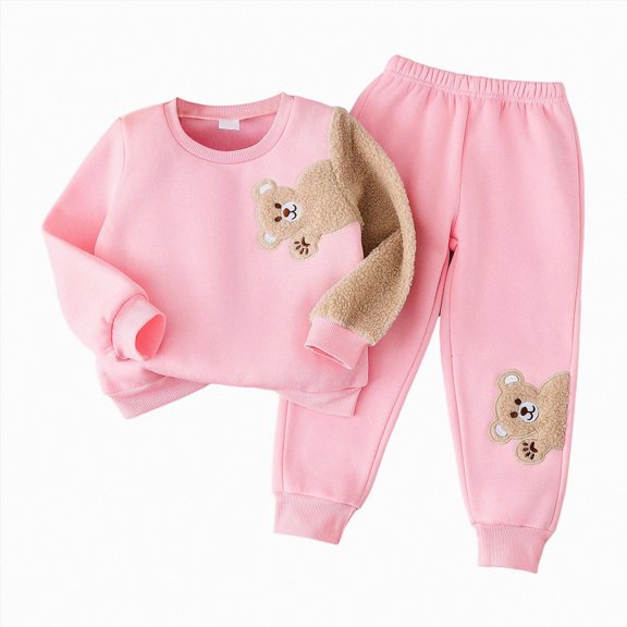 JUMEYU Holiday Outfit Girls Girls Matching Outfit Legging Set Fall Outfits for Toddler Girls Size 7 (Pink,7 Years)