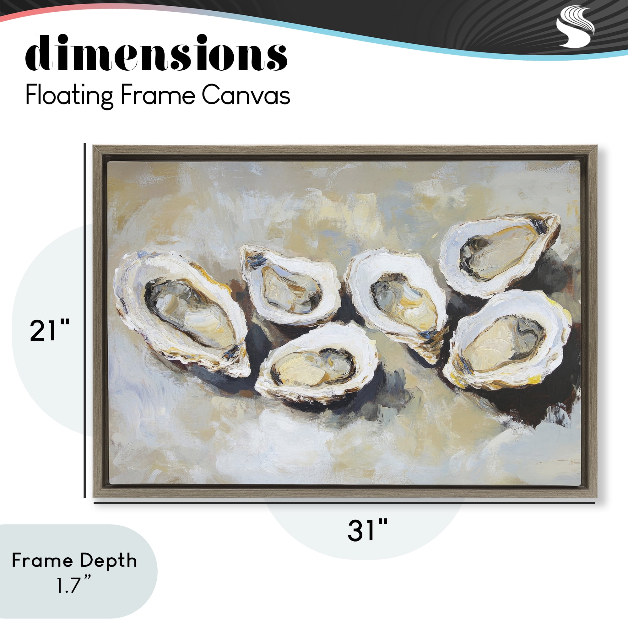 Stupell Industries Line of Oysters in Neutrals Brown Framed Floater Canvas Wall Art, design by Sisi and Seb