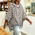thumbnail image 5 of Oversized 3/4 Sleeve Hoodie for Women Retro Floral Graphic Pullover Hooded Sweatshirt Casual Y2K Fall Outfit, 5 of 6
