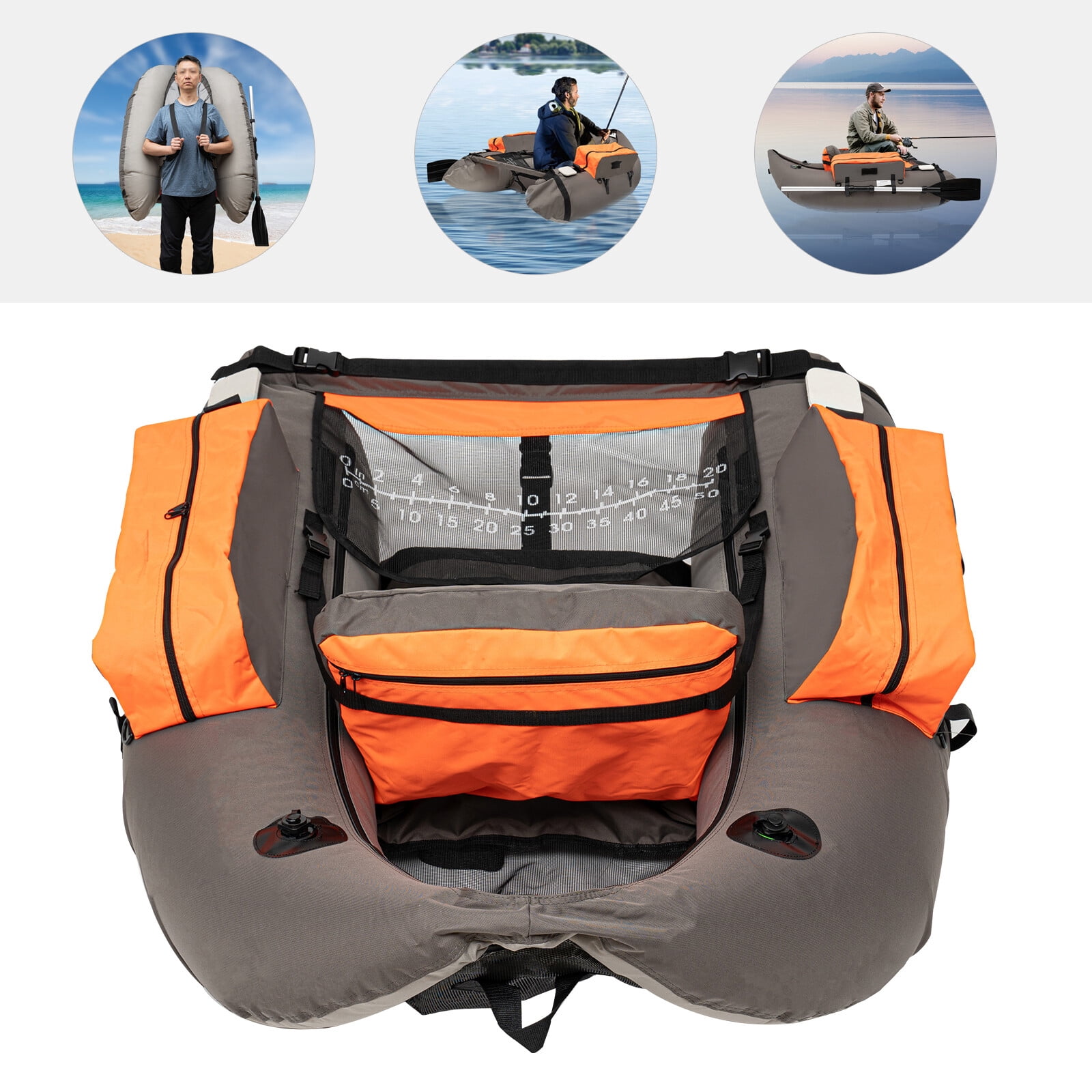 Portable Inflatable Fishing Boat Raft,Backrest Adjustable Angle, Blow Up Boat Oceans, Lakes, Rivers, and Creeks for Fishing, Rafting