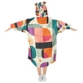 thumbnail image 2 of FORMRS Wearable Blanket Hoodie with Sleeves for Kids Cozy Flannel Sweatshirt, Beige Abstract, 2 of 7