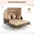 thumbnail image 3 of Costway Outdoor Rattan Double Daybed with  Retractable Canopy & Seat Back Cushions, 3 of 10