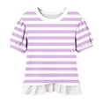 thumbnail image 7 of Fewfanhot Summer Tops for Women Summer Striped Crewneck T-Shirts Color Block Short Sleeve Tops Casual Basic Tee, 7 of 7