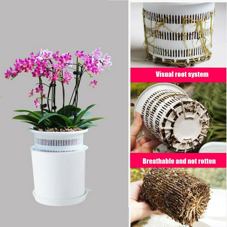CSCHome Plant Pots, Orchid Potting Mix with Holes Double Layer Insulated  and Moisturized Plastic Flower Pots Outdoor and Indoor Use - Walmart.com