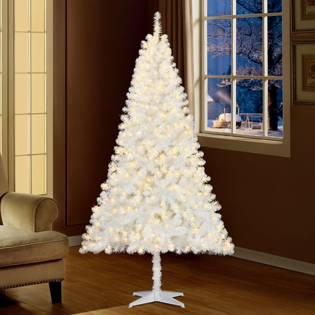 Holiday Time Prelit Pine Christmas Tree 6.5 Ft, White - Walmart.com