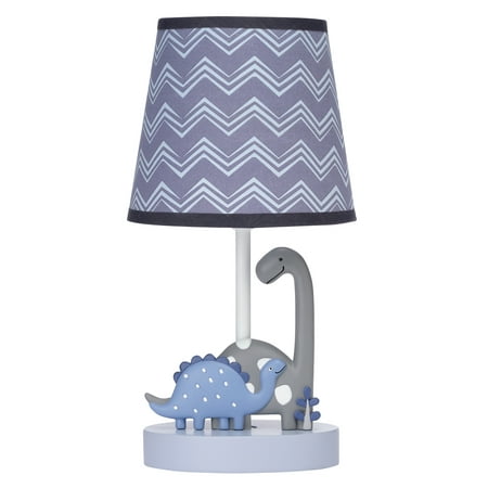 Bedtime Originals Roar Blue/Gray Dinosaur Nursery Lamp with Shade & Bulb