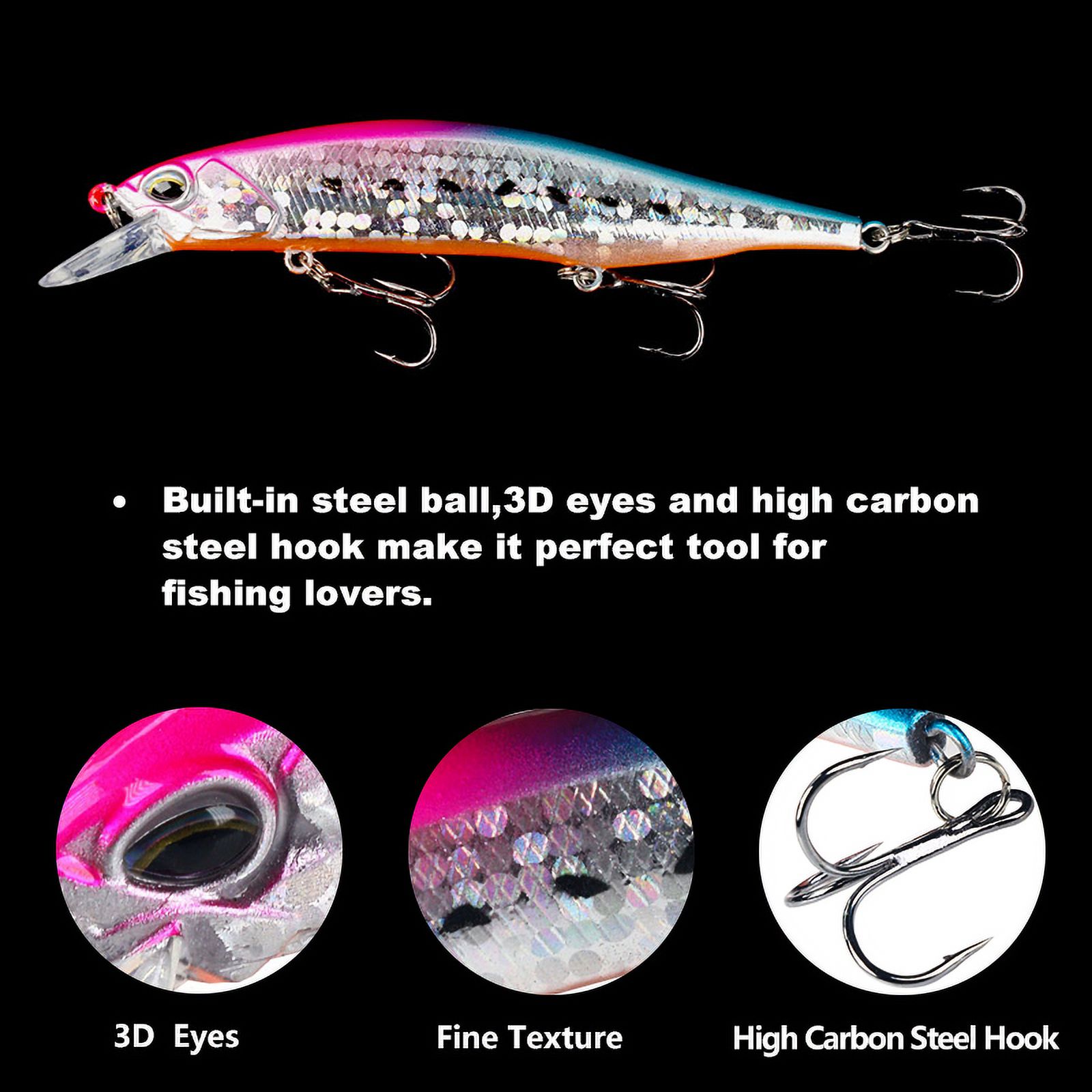 HENGJIA Fishing Lures Large Hard Bait Minnow VIB Lure with Treble Hook Life-Like Swimbait Fishing Bait Popper Crankbait Sinking Lure for Trout Bass Walleye Redfish