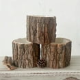 thumbnail image 3 of [1pc Round Art Deco Planter] Art Deco Style Wooden Tree Stump Planter - Round Lightweight Tabletop Flower Pot for Indoor and Out, 3 of 8