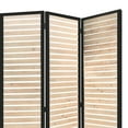 thumbnail image 2 of Metal Framed 3 Panel Screen with Wooden Horizontal Inset, Black & White - Saltoro Sherpi, 2 of 5