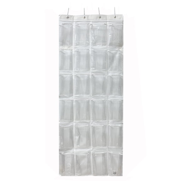 Mainstays 24 Pocket Clear Over the Door Non Woven Closet Shoe Organizer Shelf - Arctic White