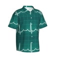 thumbnail image 2 of Daiia ECG Wave Hawaiian Shirt for Men Gentle Cotton Regular Short Sleeve Casual-X-Large, 2 of 9