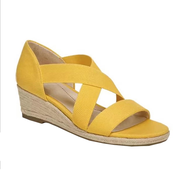 Sandalias con hebilla y correa elástica con plataforma de cuerda de cáñamo con tacón de cuña para mujer Wmkox8yii sa2242