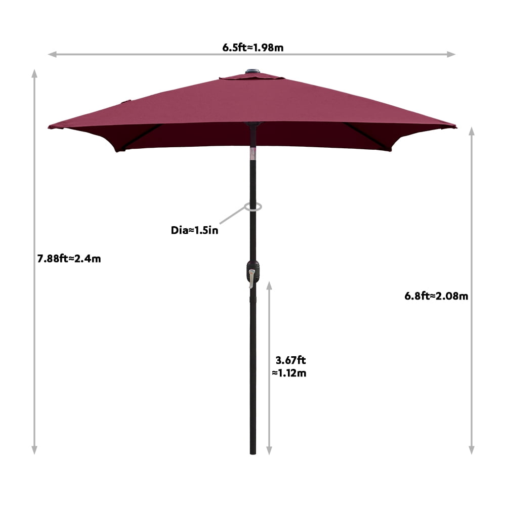 Ultrashades 6.5 ft Square Outdoor Patio Market Umbrella with Push Button Tilt and Crank Handle, Burgundy