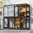 thumbnail image 6 of TIMHAKA Large Indoor Catio with Wheels, 4 Tier Cat Enclosures House for Outdoor Sunbathing, Black and Yellow, 6 of 8