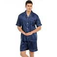 thumbnail image 6 of Keevoom Mens Silk Satin Pajamas Set Casual Short Sleeve Button Down Sleepwear Loungewear, 6 of 6
