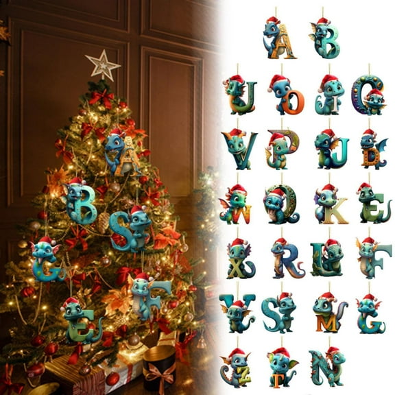 Pendant X1 Clearance! Christmas Dinosaur Ornaments 26 Letter Cartoon Pendant for Kids Acrylic Figures Hanging Gift for Christmas Tree Christmas Decoration 2023 Funny Dinosaur Decor for Baby Boy