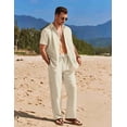 thumbnail image 5 of COOFANDY Men Beach Outfits Summer Linen Outfits Sets Loose Long Pants Vacation Outfits Sets 2 Piece Walking Suits, 5 of 6