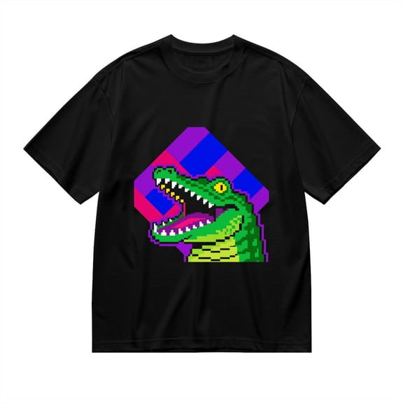 Black T Shirts for Men, Alligator, Pixel Art, Retro Game Graphic Mens Graphic Tees, 24898427,S