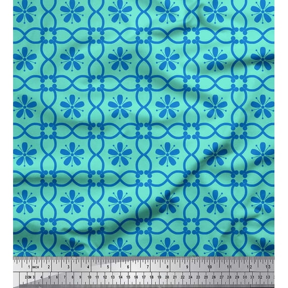 Soimoi Green Velvet Fabric Talavera Poblana Ethnic Decor Fabric Printed Yard 58 Inch Wide