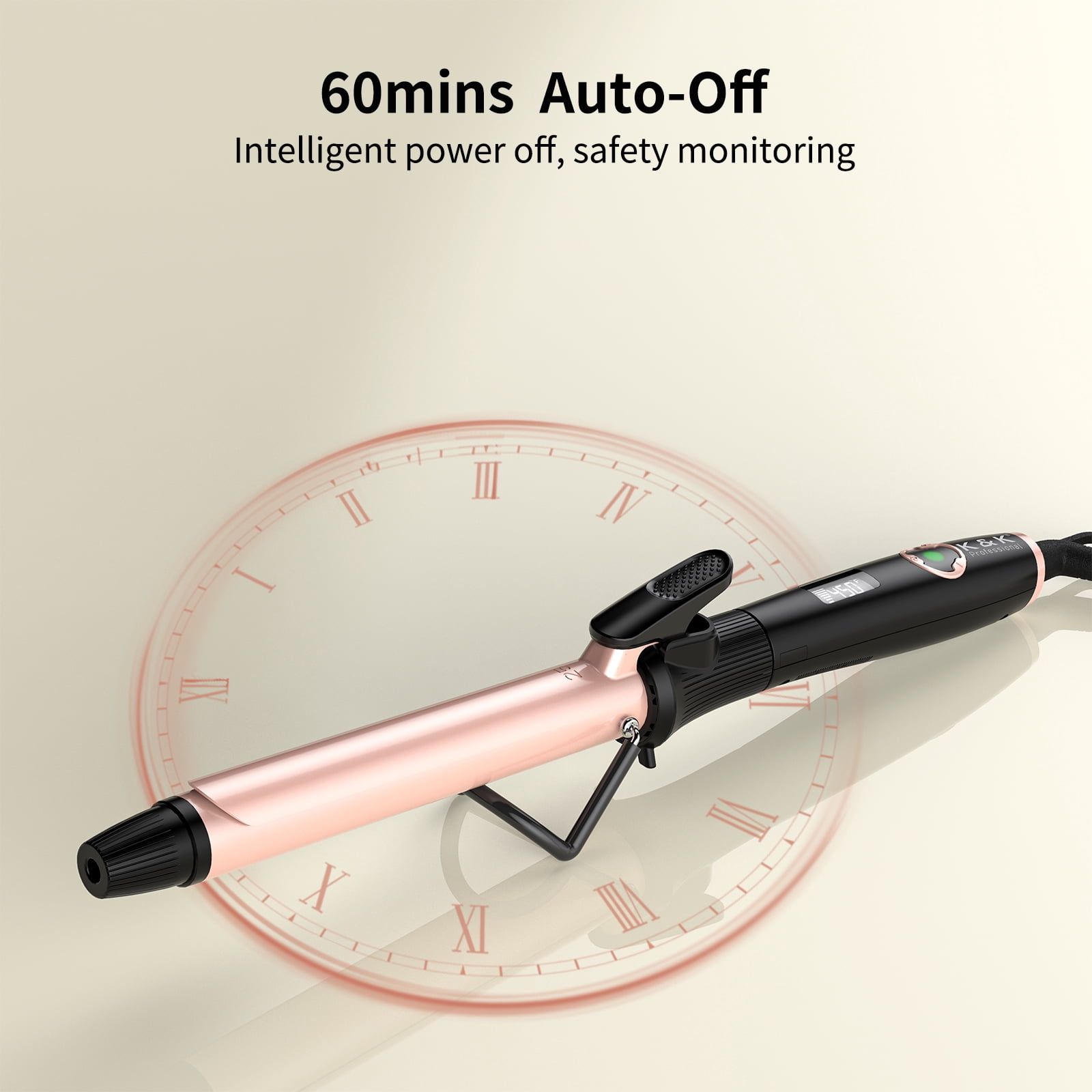 1 Inch Curling Iron with Clipped Tourmaline Ceramic Barrel Professional 1 Inch Hair Curler up to 450°F Dual Voltage for Traveling 60 Mins Auto Off Suit for Different