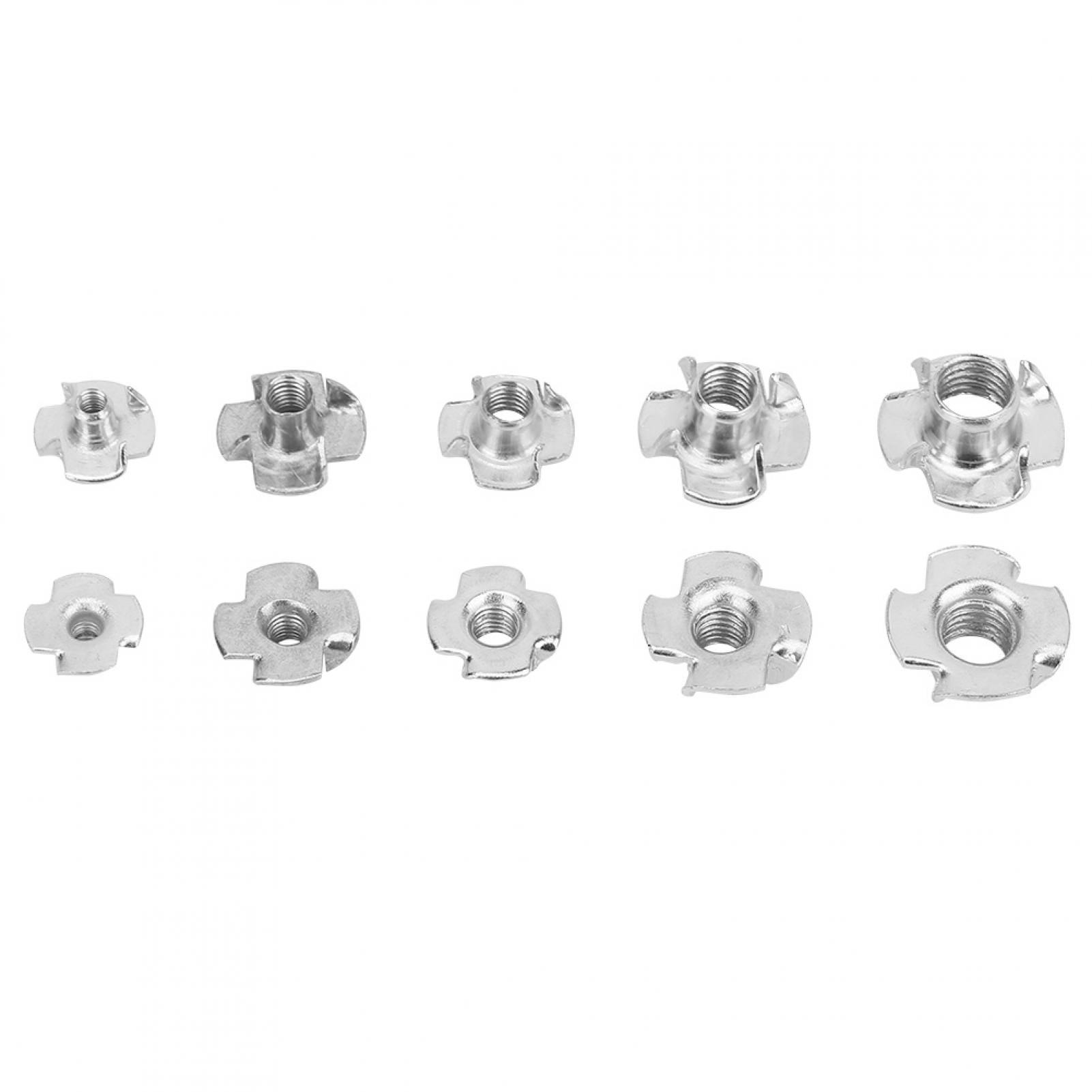 Four-Pronged T Nut Set 80pcs Carbon Steel T Nut Four-Pronged M3/4/5/6/8 Tee Nuts 