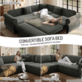 thumbnail image 4 of 88.2'' Pull out Couch, Convertible Sleeper Sofa Bed, Upholstered Sectional Sofa, Chenille L-Shaped Couch with Nailhead Trim, Modern Sectional Couches for Living Room, Apartment, Dark Grey, 4 of 9