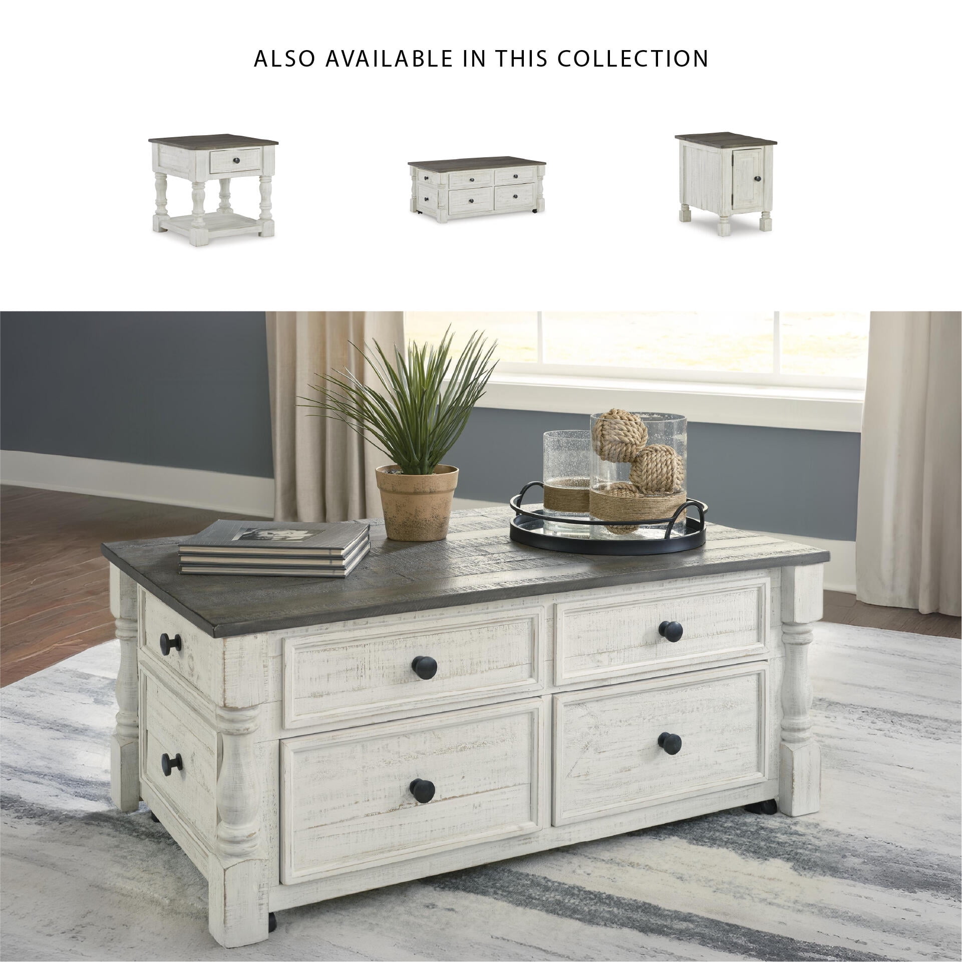 Signature Design by Ashley Casual Havalance Lift-Top Coffee Table, White/Gray