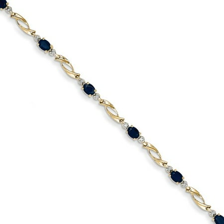 14k Yellow Gold Diamond and Sapphire Oval Bracelet. Gem Wt- 1.98ct