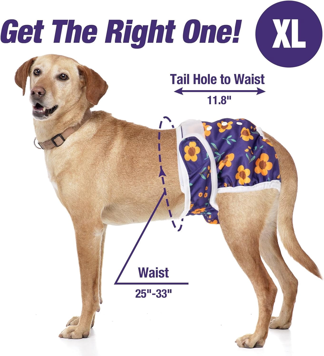 Pet Soft Washable Female Diapers Cute Flower Dog Diapers, Comfort Reusable Doggy Diapers for Girl Dog in Period Heat
